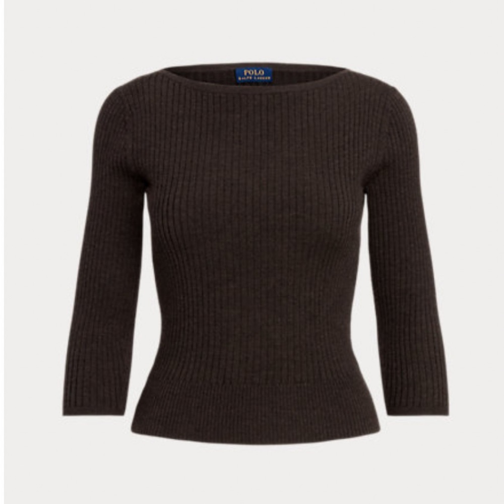 POLO RALPH LAUREN SLIM RIB-KNIT TWO PIECE SET W/BOATNECK TOP & MIDI SKIRT SIZE S - Picture 5 of 10